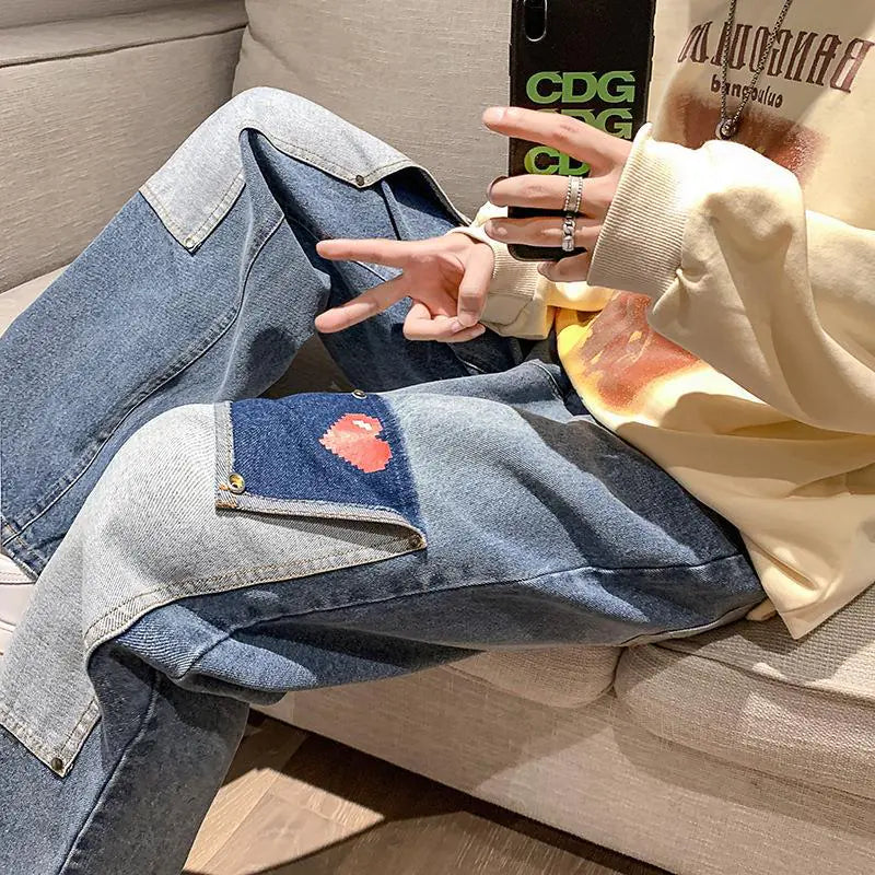 Wide Leg Loose Straight Design Pants