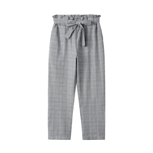 High-Waisted Casual Plaid Pants for Women