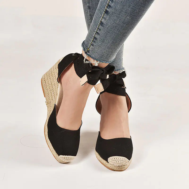 Ladies' Lace-Up Sandals with Light-Soled Hemp Rope
