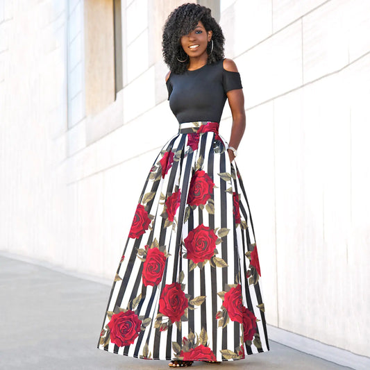 Floral Puff Skirt Two-Piece Set for Women