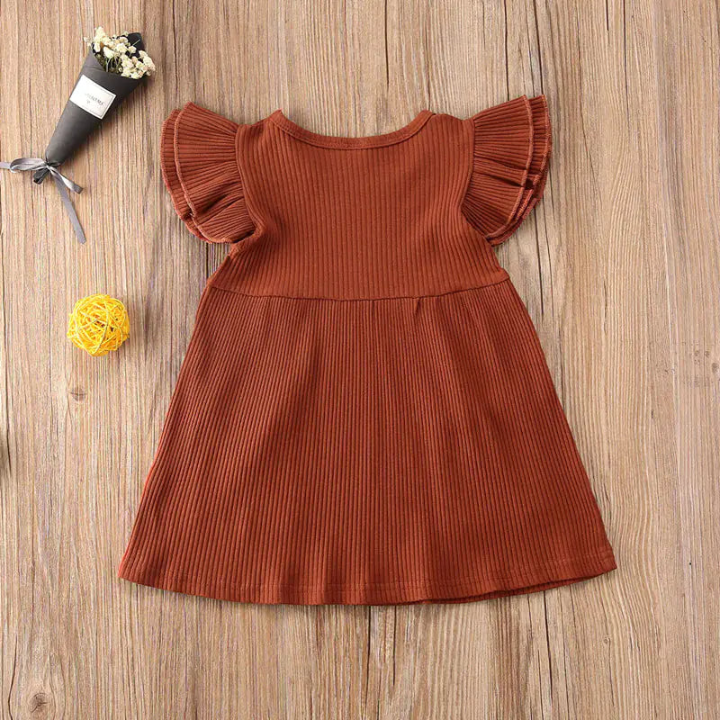 Summer Cotton Dress for Girls with Flutter Sleeves