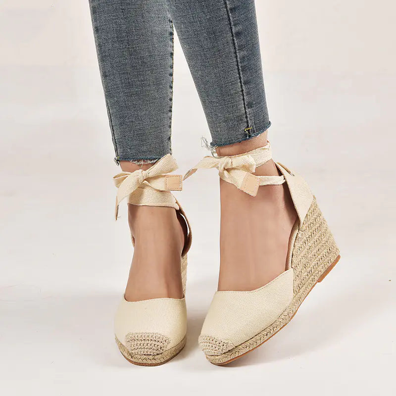 Ladies' Lace-Up Sandals with Light-Soled Hemp Rope