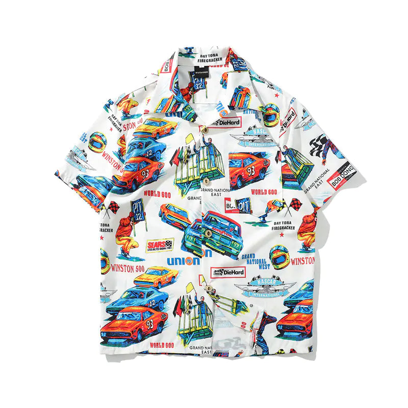 Loose Cartoon Print Short Sleeve Shirt
