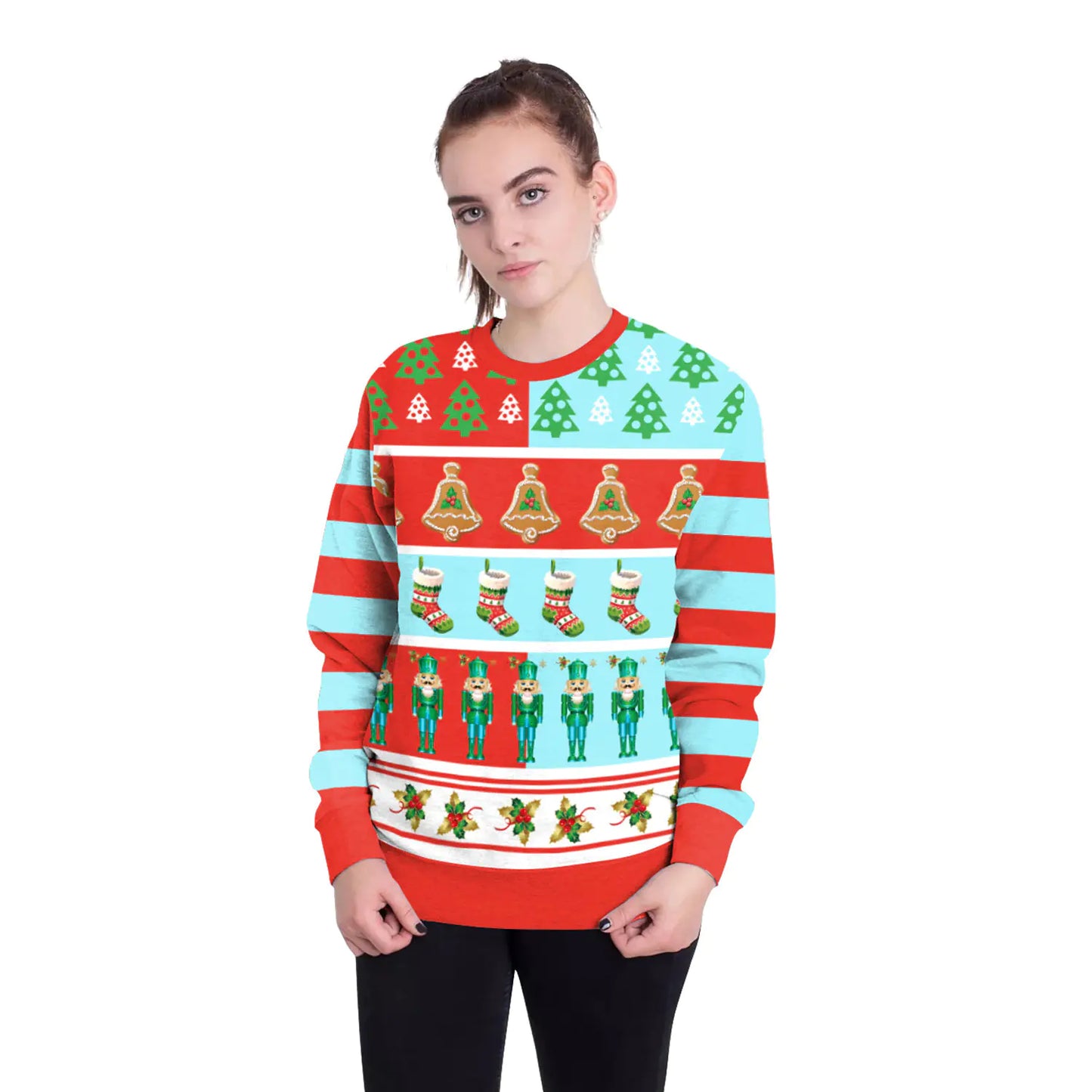 3D Digital Printed Women's Christmas Pullover Sweatshirt