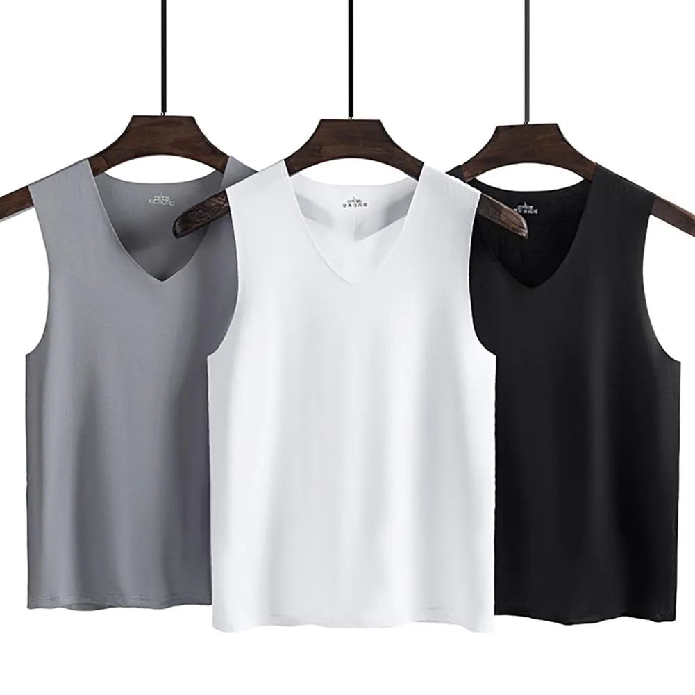 Men's V-Neck Quick-Dry Ice Silk Sleeveless T-Shirt
