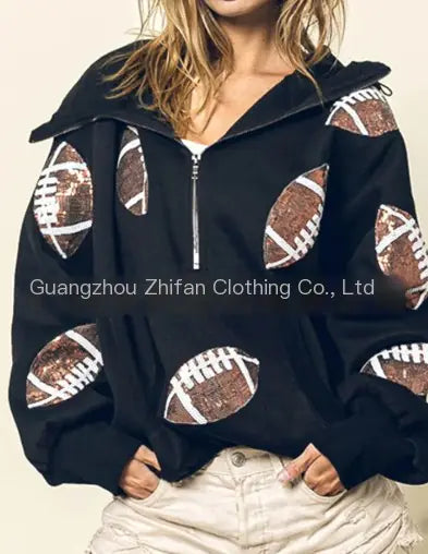 Casual Loose Long-Sleeved Hooded Printed Sweater for Women