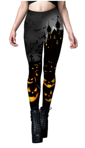 Women's Halloween Bat Print Elastic Leggings