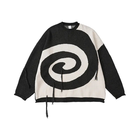 Men's Loose Fit Crew Neck Sweater with Unique Style