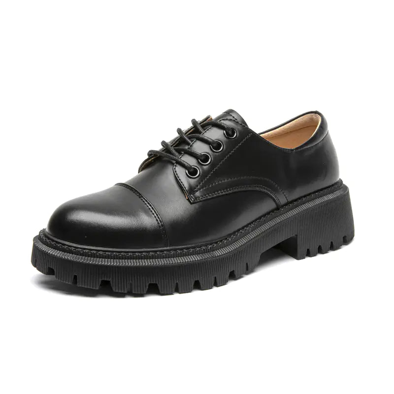 Elegant Thick Heel Lace-Up British Style Women's Shoes