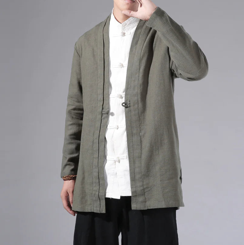 2019 Men’s Linen Autumn Vintage Chinese Style Cardigan