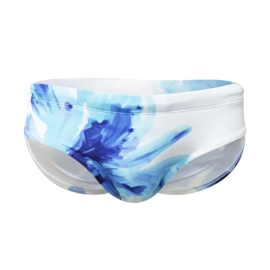 Blue Lily Triangle Swimming Shorts in Chinese Style