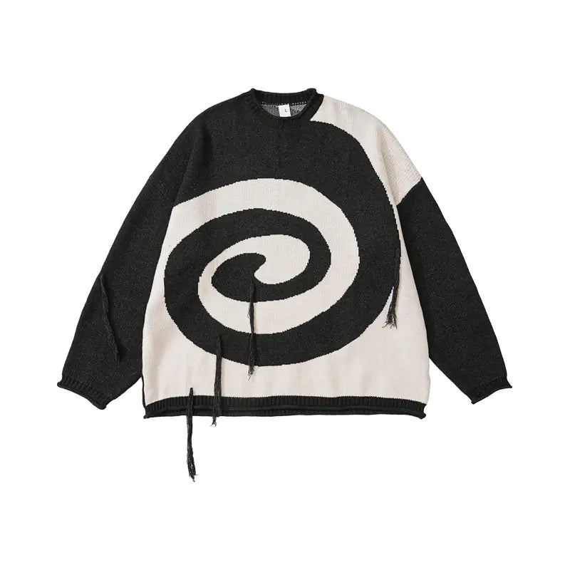 Men's Loose Fit Crew Neck Sweater with Unique Style