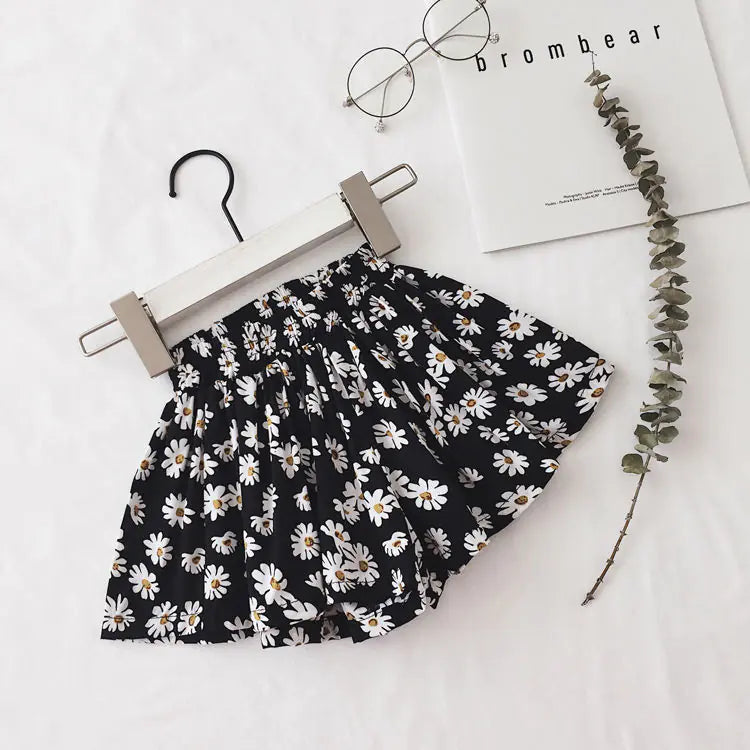 Cute Western Style Girls' Thin Cotton Wide-Leg Shorts