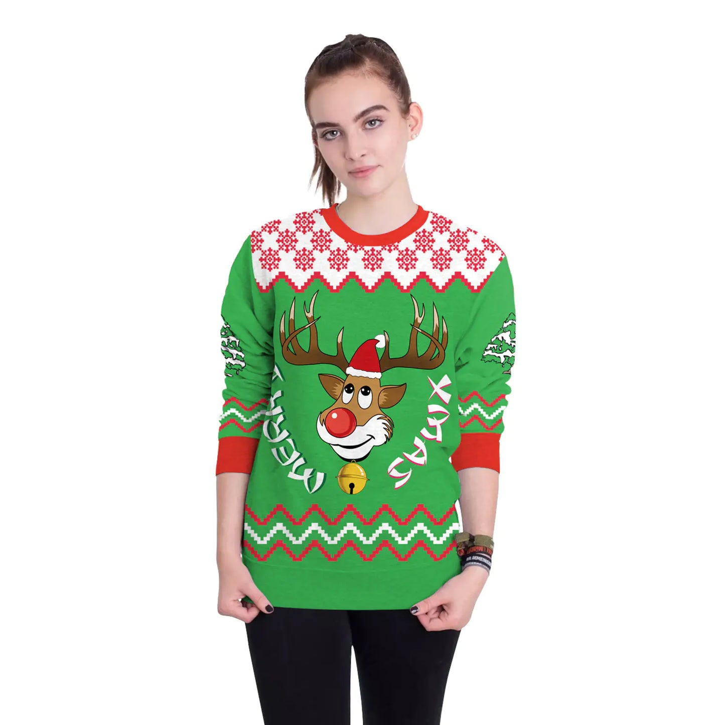 3D Digital Printed Women's Christmas Pullover Sweatshirt