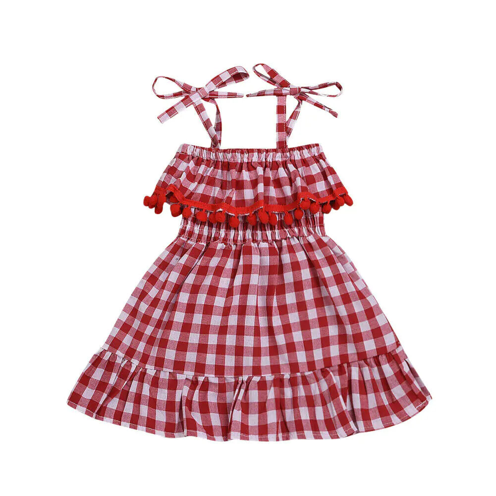 Plaid Strap Princess Dress for Girls