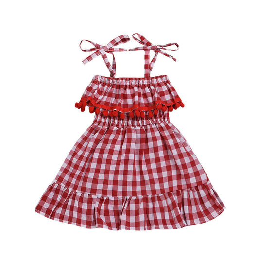 Plaid Strap Princess Dress for Girls