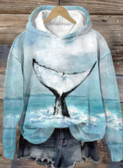 Hooded Sweatshirt Coat with Loose Draping Effect