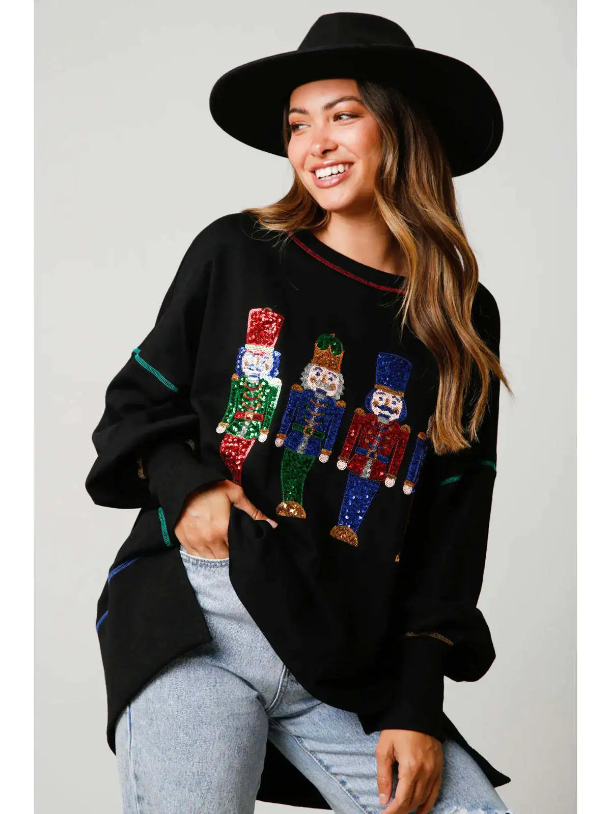 Women's Long-Sleeved Christmas Sequined Sweater