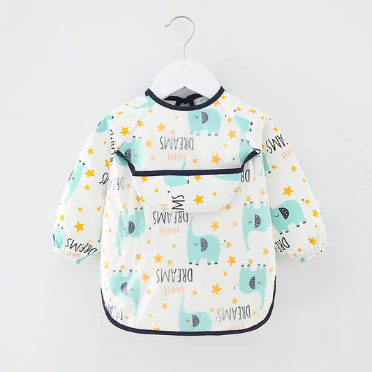 Waterproof Cotton Bib for Kids - Long Sleeve Feeding Apron