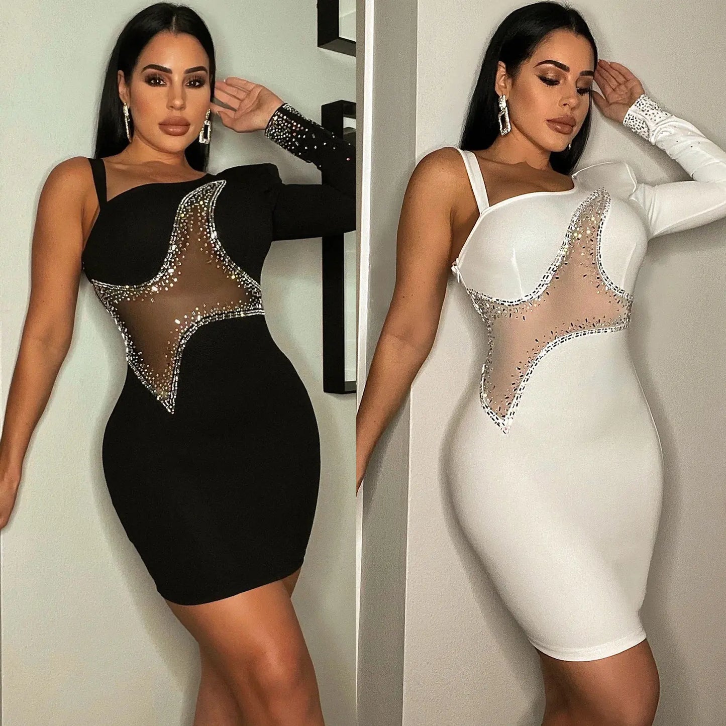 One-Shoulder Skinny Hip Skirt