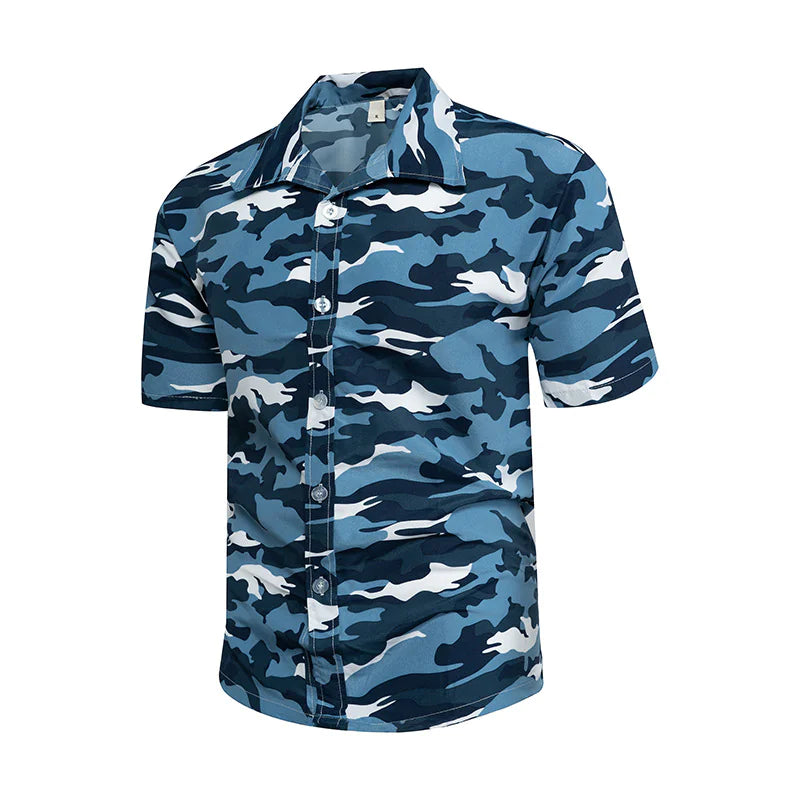 Men's Retro Hawaiian Flower Casual Short-Sleeved Shirt