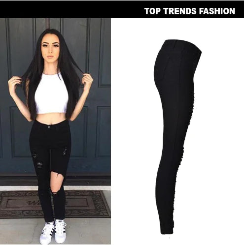 Black Ripped Slim Fit Skinny Jeans with Distressed Pockets