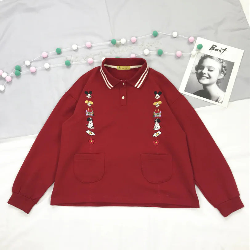 Japanese Style Egg Dog Embroidered Hoodie