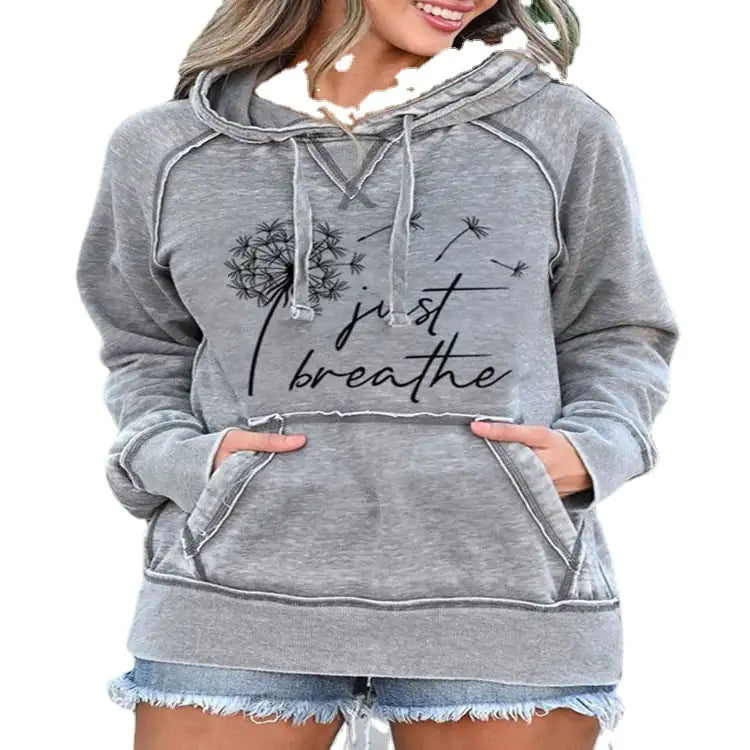 Dandelion Print Hooded Sweatshirt - Just Breathe Design