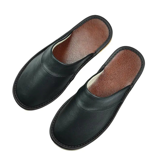 Indoor Leather Baotou Slippers for Home Furnishing