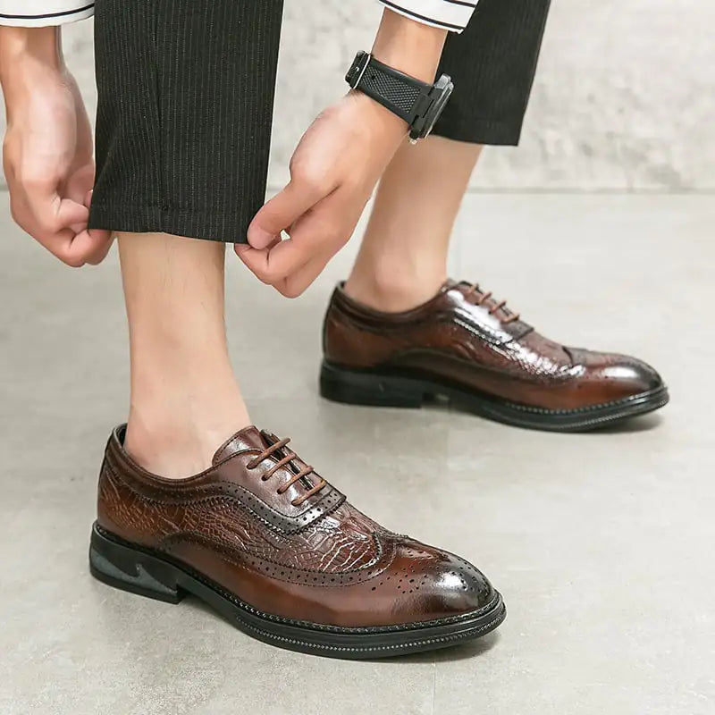 Men's British Crocodile Oxford Dress Shoes