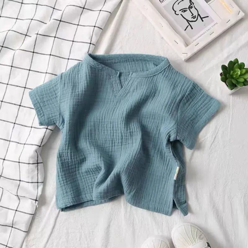 Fashionable Short-Sleeved Blouse for Babies