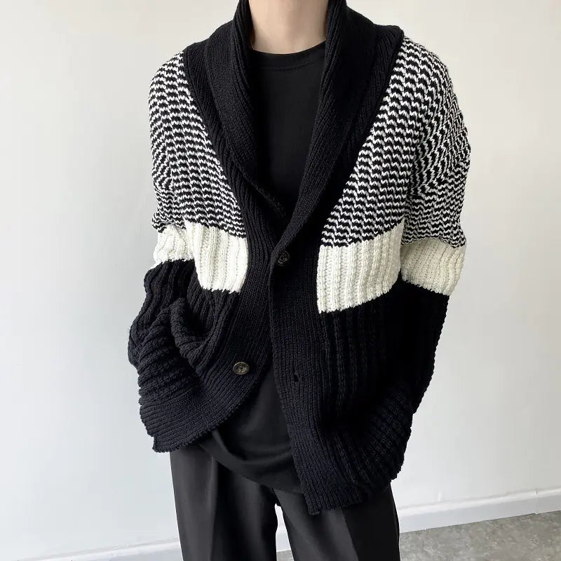 Coarse Wool Contrast Knitting Sweater for Dough Twists