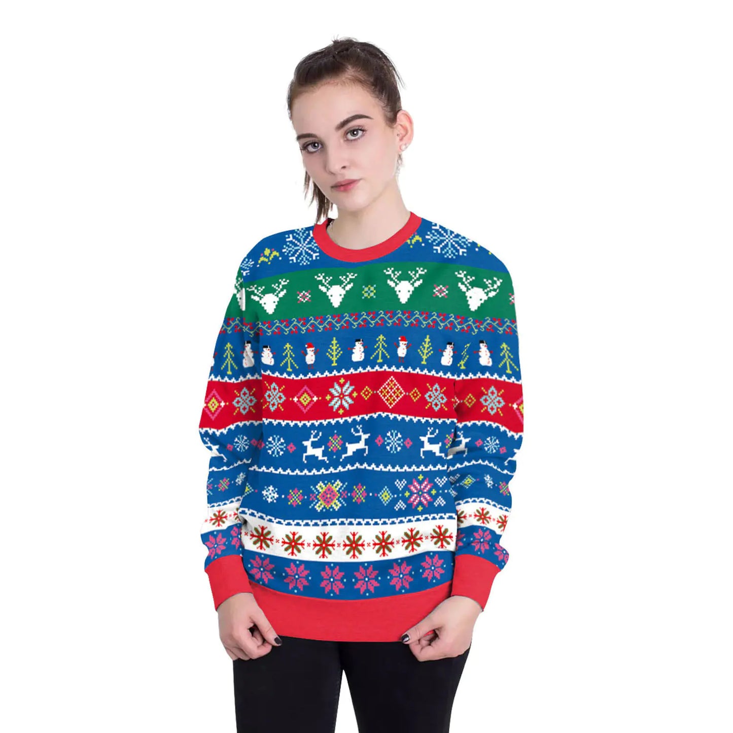 3D Digital Printed Women's Christmas Pullover Sweatshirt