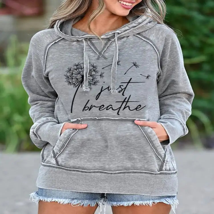 Dandelion Print Hooded Sweatshirt - Just Breathe Design