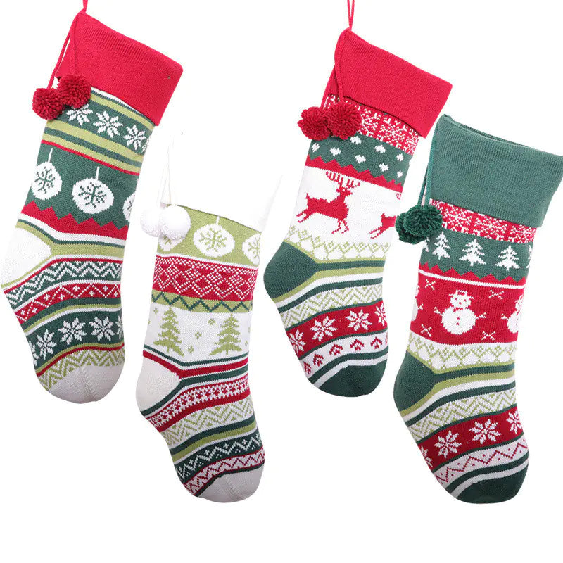 Knitted Christmas Stocking Candy Bag for Decoration