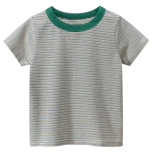 Striped Short Sleeve Round Neck T-Shirt