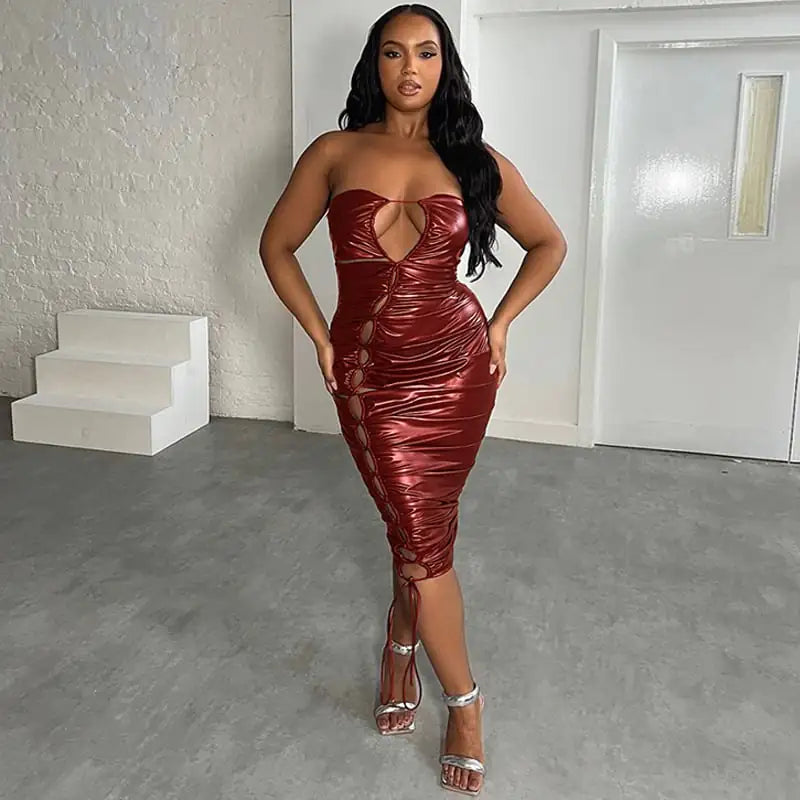 Women's Slim Fit Hollow Tube Top Dress