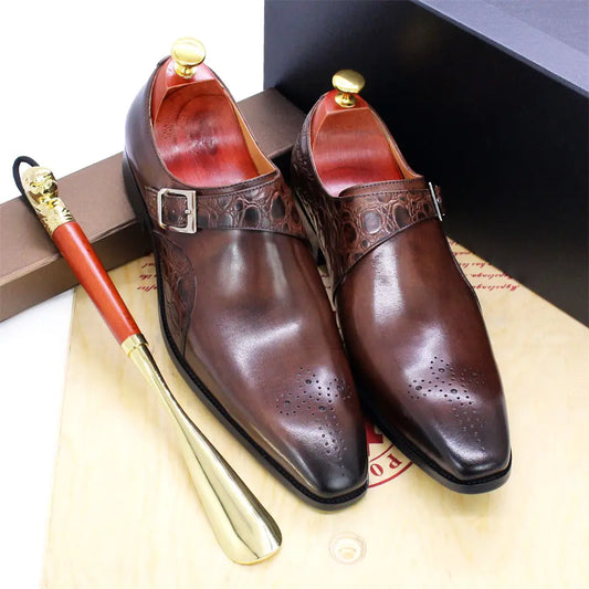 Men's Cowhide Leather Business Casual Shoes - British Style