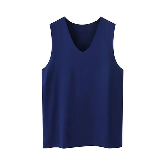 Men's V-Neck Quick-Dry Ice Silk Sleeveless T-Shirt