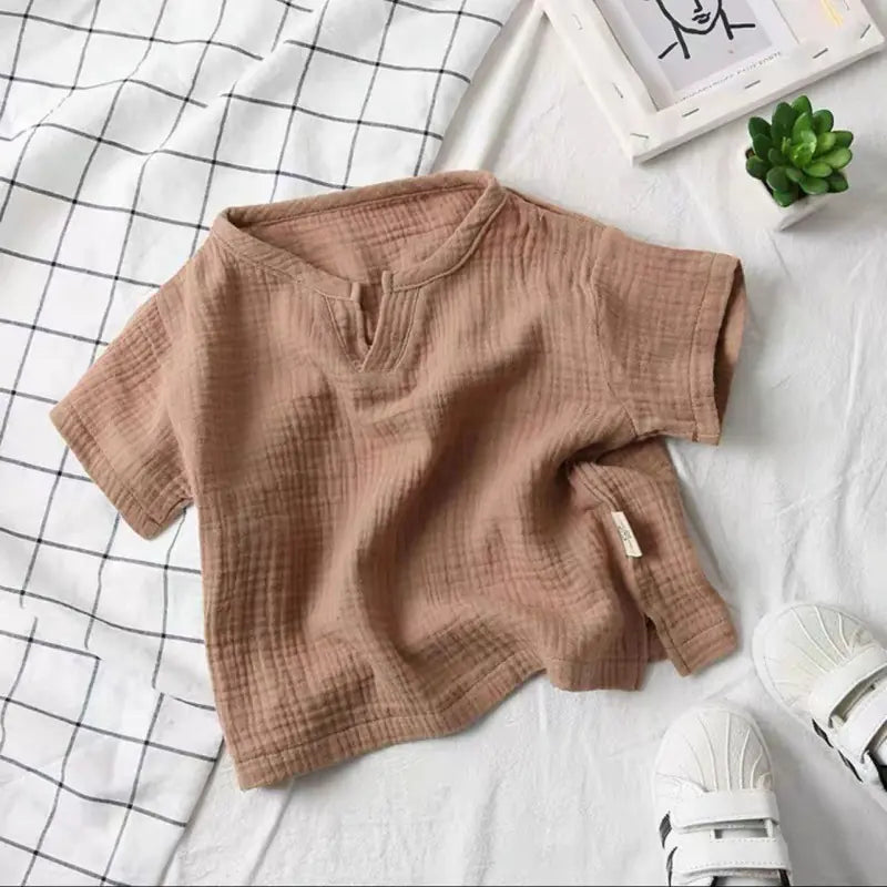 Fashionable Short-Sleeved Blouse for Babies