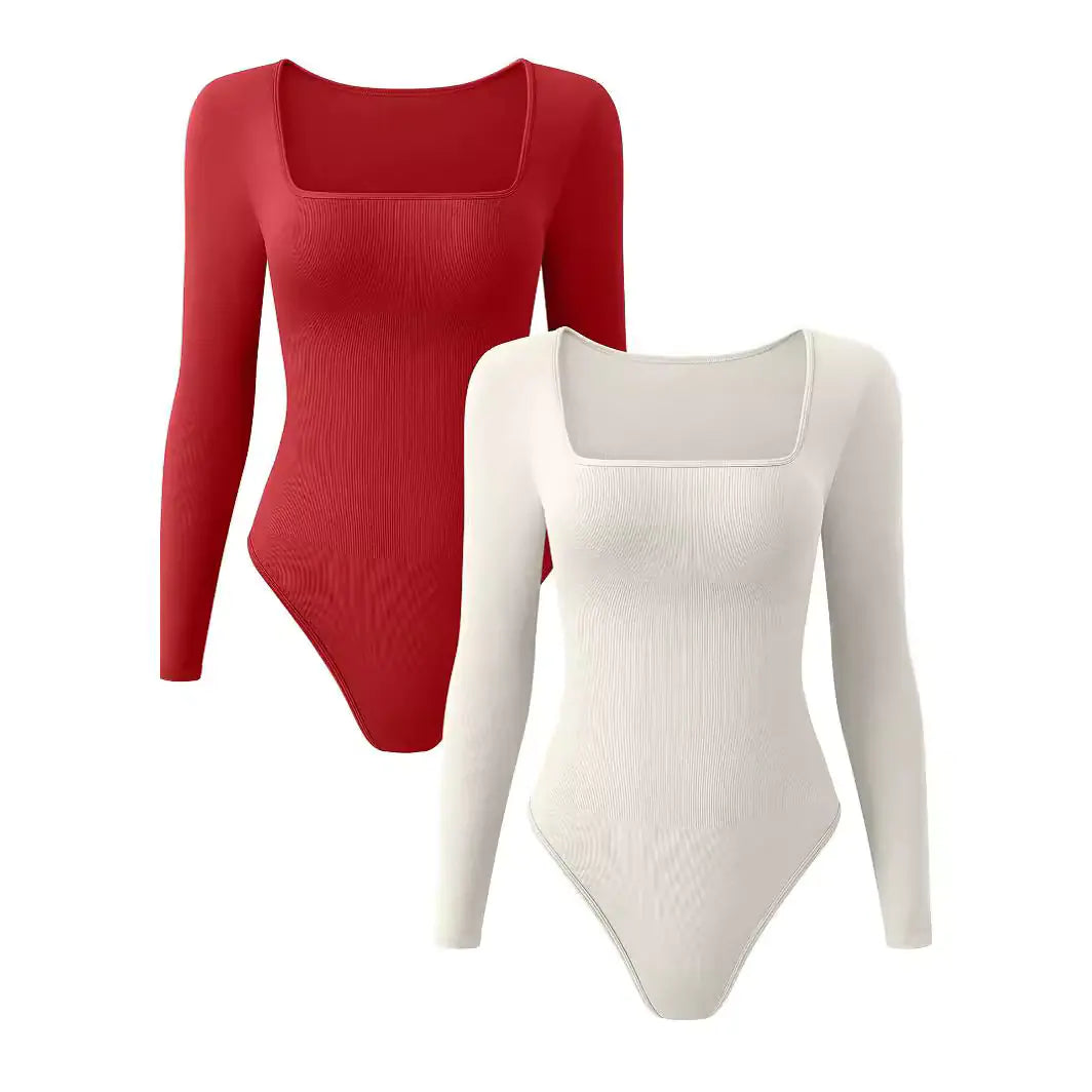2024 Women's Multicolor Long Sleeve Knit Bodysuit