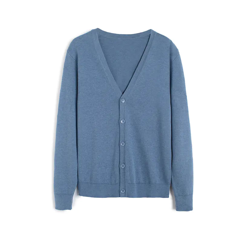 Men's V-Neck Knitted Cardigan in Solid Color