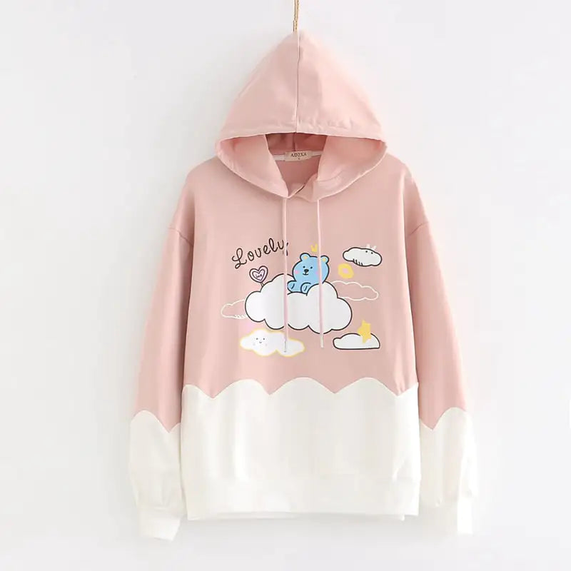 Color-blocking Thin Long-sleeved Hooded Sweatshirt