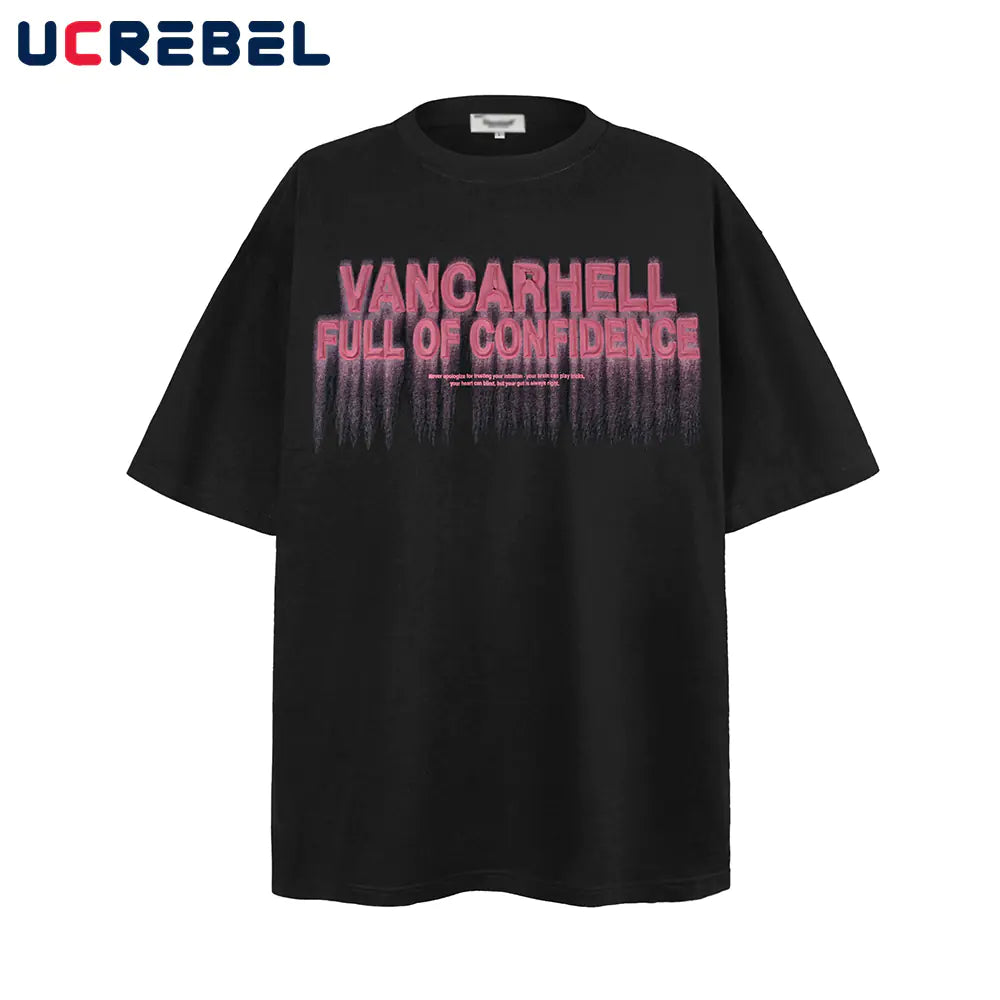 Men's High Neck Graphic Short Sleeve Cotton T-Shirt