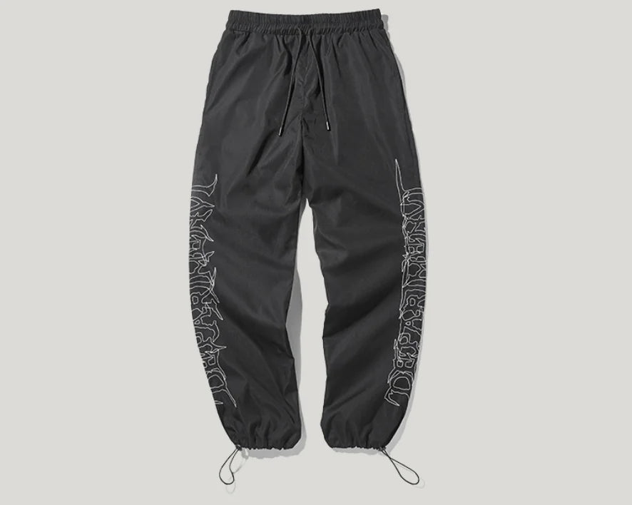 Men's Loose Fit Drawstring Windbreaker Pants