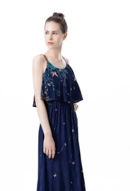 Floral Ruffle Hem Maxi Dress for Women