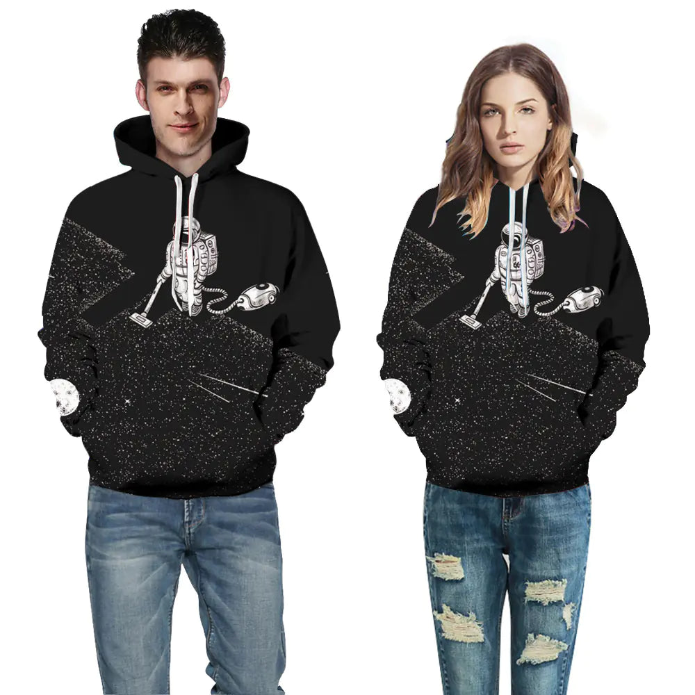 Astronaut Digital Print Hoodie for Couples (Casual Style)