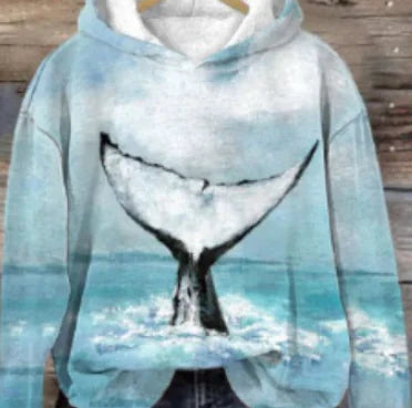 Hooded Sweatshirt Coat with Loose Draping Effect