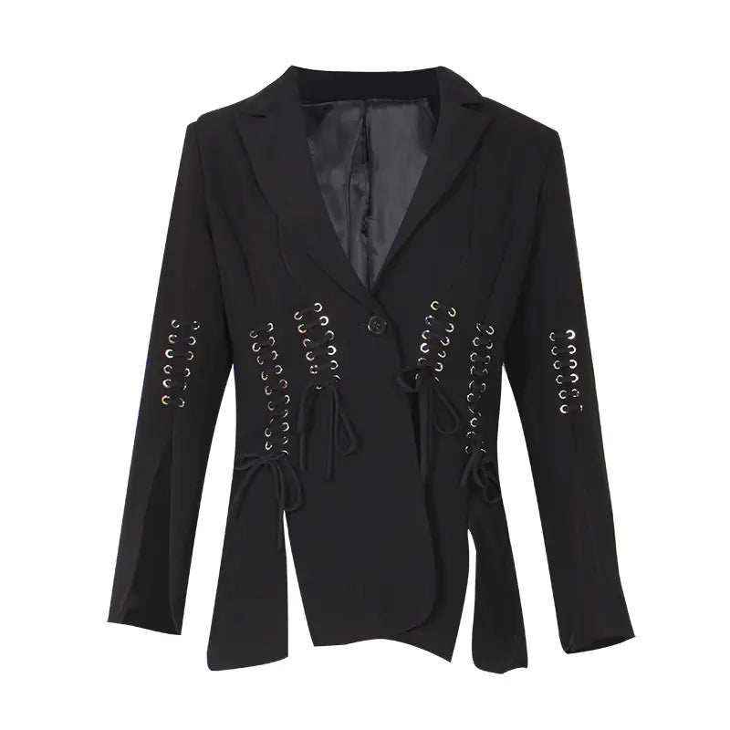Casual Black Blazer for Women with Long Sleeves