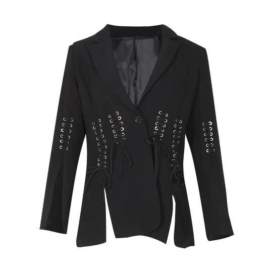 Casual Black Blazer for Women with Long Sleeves
